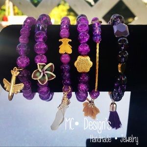 Purple Bracelet w. 24kGold Plated accents